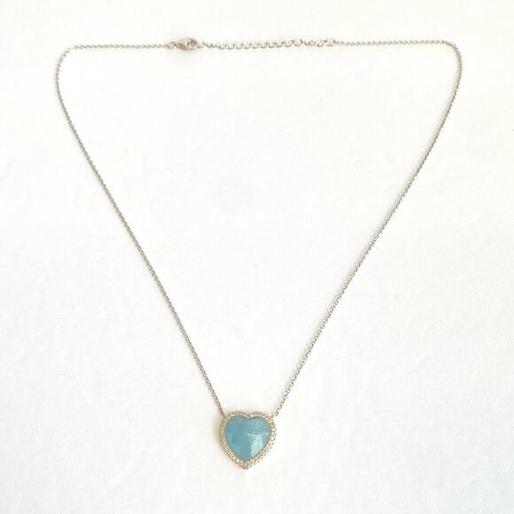 QVC Blue Heart Necklace with Silver Chain - Picture 3 of 9